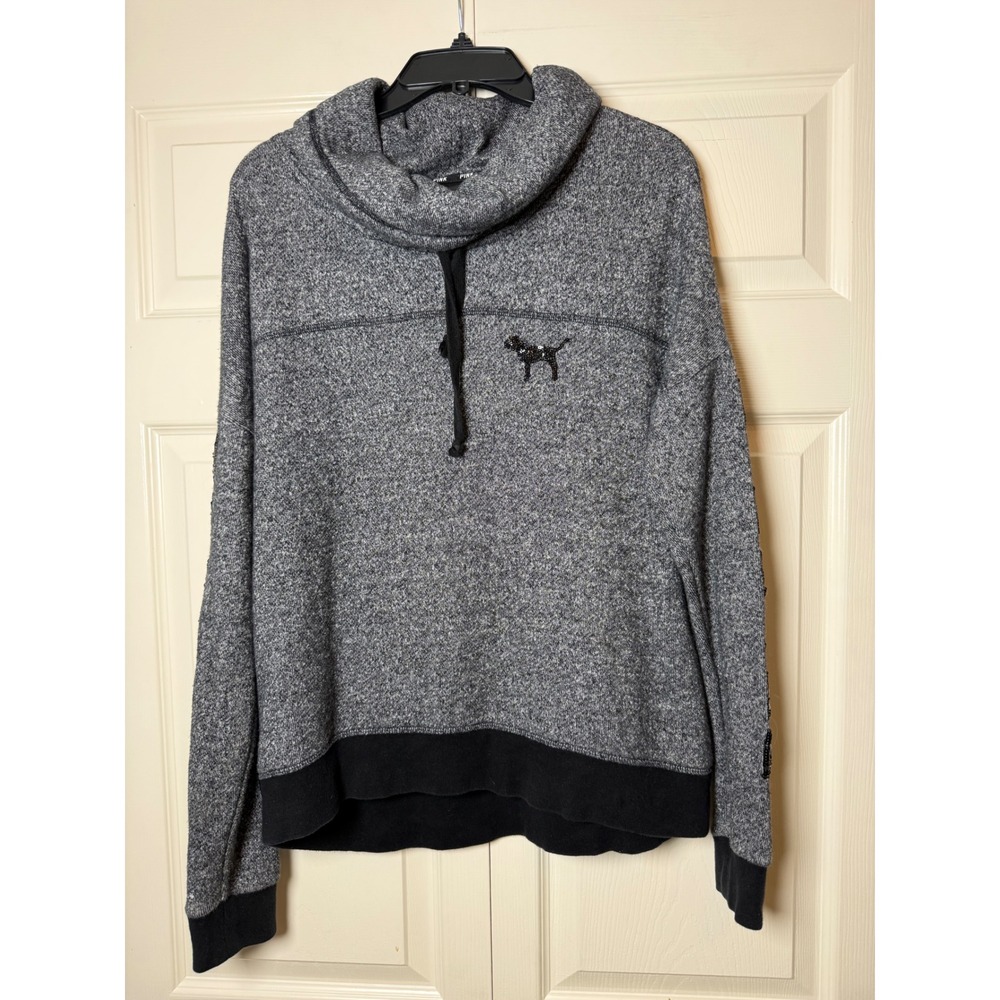Victoria's Secret‎ PINK cowl neck sweatshirt black sequin details